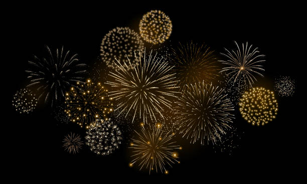 latar belakang vektor kembang api emas. - tahun baru ilustrasi stok