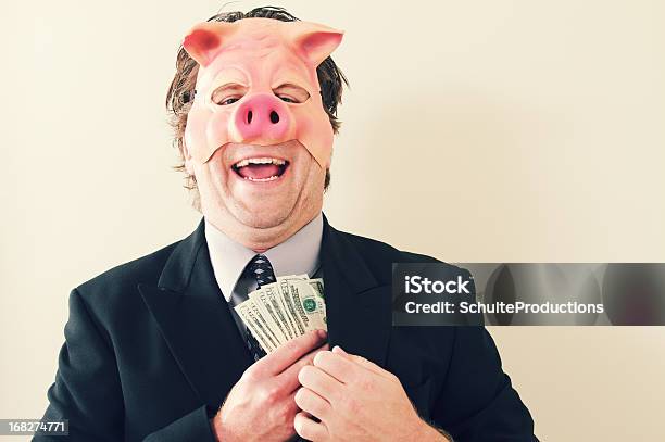 Foto de Homem De Negócios De Porco Dinheiro e mais fotos de stock de Ganância - Ganância, Diretora Executiva de Empresa, Negócio empresarial