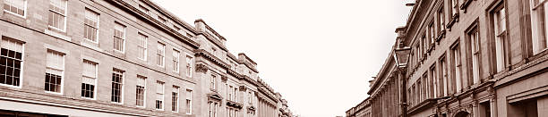 Aalborg house detail in a historic street in Denmark in black and white in Europe