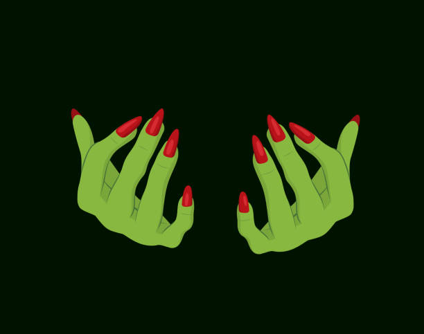 Spooky Bony Green Hands Halloween Witch vector art illustration