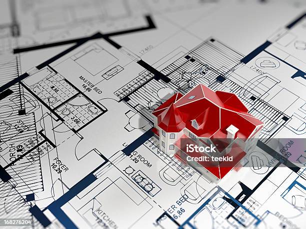 Haus Blueprint Stockfoto und mehr Bilder von Baugewerbe - Baugewerbe, Wohngebäude, Analysieren