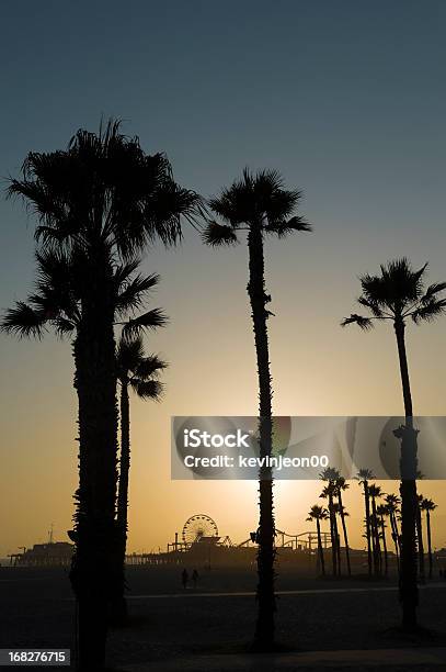 Santa Monica Sunset Stock Photo - Download Image Now - Amusement Park, Back Lit, Beach