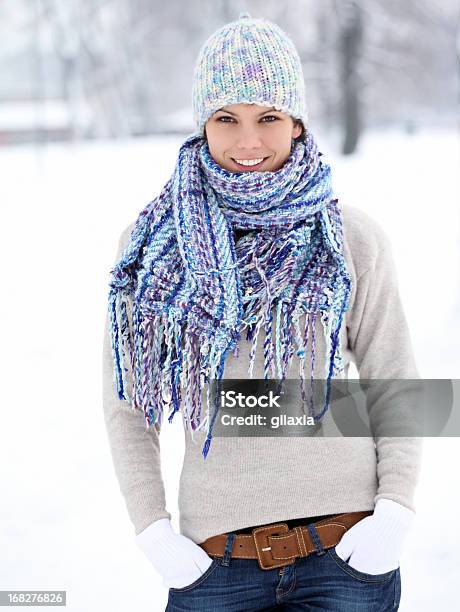 Young Woman In Park On A Winter Day Stock Photo - Download Image Now - Adult, Adults Only, Beautiful People