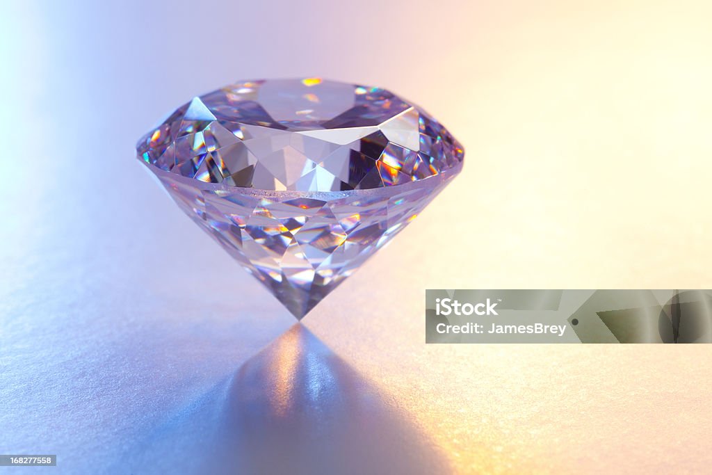 Large Diamond on Reflective Surface Diamond - Gemstone Stock Photo