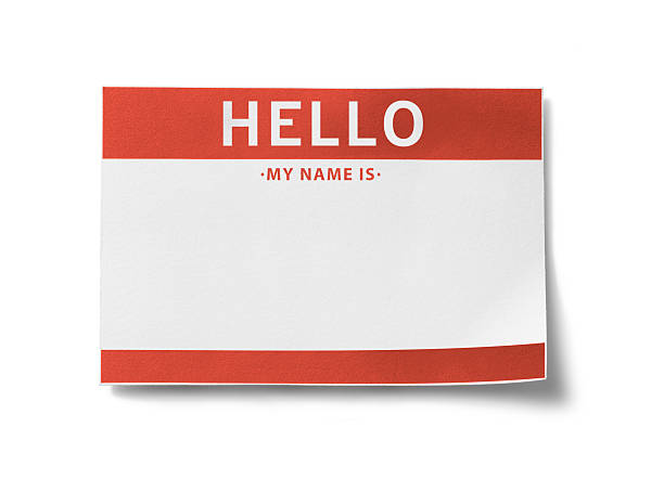 Name Tag (with clipping paths) Red name badge with the words, "HELLO, my name is" printed in big letters. hello single word photos stock pictures, royalty-free photos & images