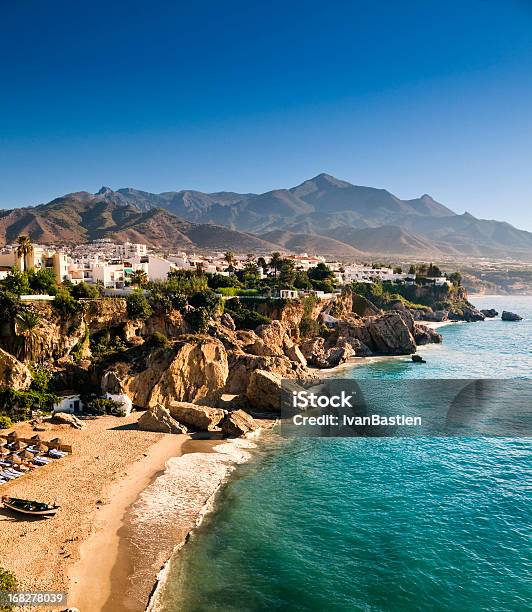 Nerja Strand Bei Sonnenaufgang Stockfoto und mehr Bilder von Spanien - Spanien, Andalusien, Provinz Málaga