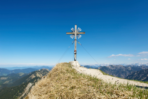 Mountain summit cross in the European Alps