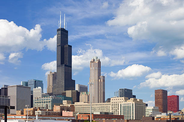 Chicago, USA Skyline of downtown Chicago, USA. willis tower stock pictures, royalty-free photos & images