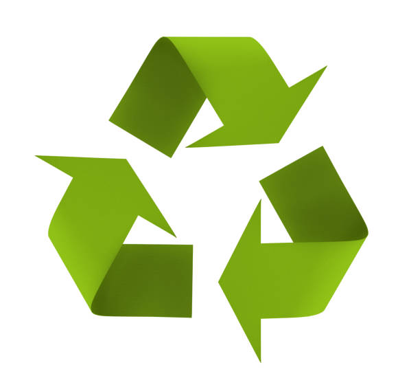 Recycle symbol This is a photograph of the recycle symbol / icon crafted from eco-green recycled paper! isolated on a white background. recycle symbol cut out stock pictures, royalty-free photos & images