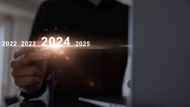 istock Man touching on virtual screen start button for 2024 New Year, Start new year 2024 with goal plan, goal concept, action plan, strategy, new year business vision. new start up business. 1682800413