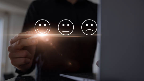 istock Customer service satisfaction survey concept, business people or customers express their satisfaction through applications on the tablet screen. By giving me the most satisfaction rating of 5 stars. 1682800437