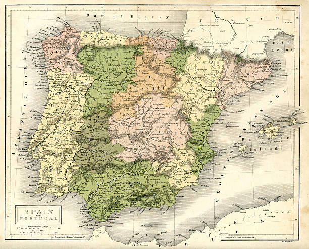 istock Antique map of Spain and Portugal 168280672