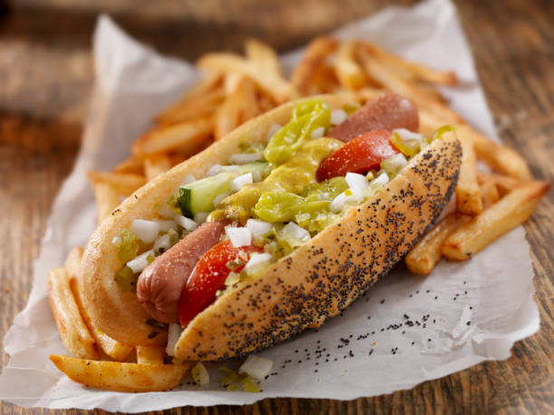 istock Classic Chicago Dog with Fries 168281924