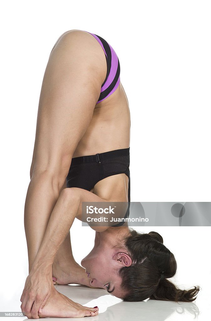 Hot Yoga Pose (Dandayamana Bibhaktapada Paschimottanasana - Foto de stock de Encuadre de cuerpo entero libre de derechos