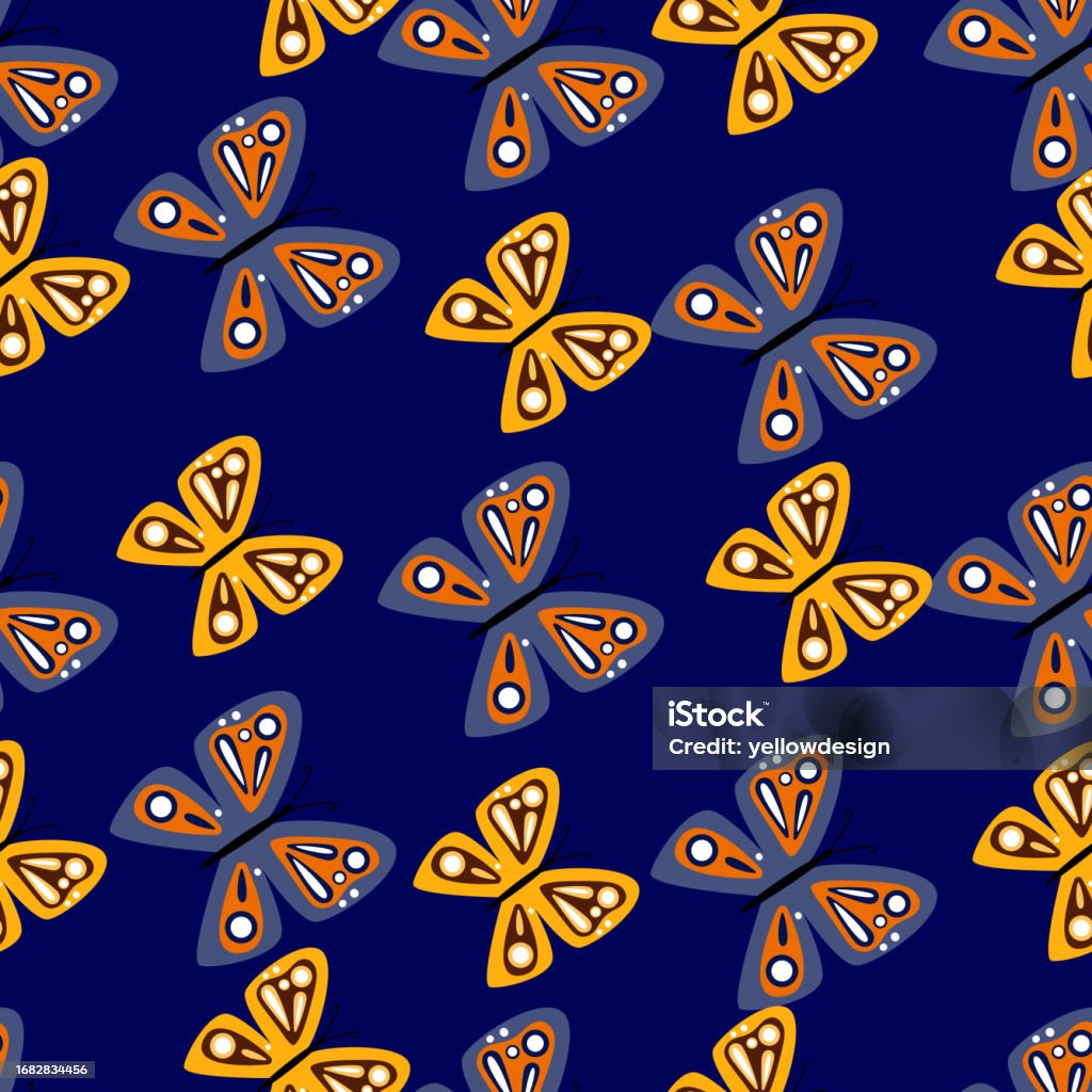 Butterfly Patterns Simply Simple Stylized Butterflies Seamless Pattern Flying Insect Print Stock ...