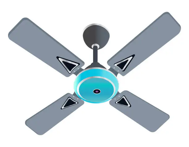 Vector illustration of electric ceiling fan isolated on white background