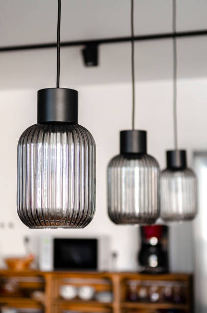 istock Interior design. Textured glass ceiling lamps in the Scandinavian interior 1682841384