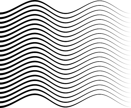 Op Art - Wavy Lines - High Contrast - Black and White Line Art