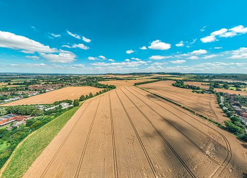 Flat agricultural landscape in English Midlands