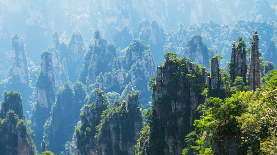 Landscape of Tianzi mountain, located in Zhangjiajie cliff mountain at Wulingyuan Hunan China