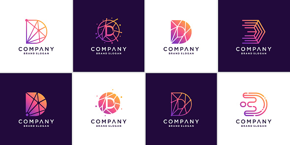 Set of letter D  template for techonology company Premium Vector