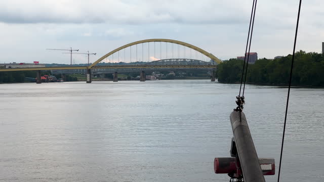 View Of Daniel Carter Beard Bridge (Big Mac Bridge) In Cincinnati, Ohio - wide
