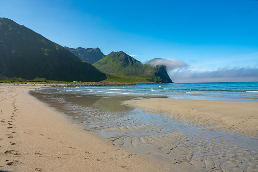 Haukland beach, near Leknes, on the north side of VestvÃ¥gÃ¸y Island, Lofoten Islands, Nordland, Norway