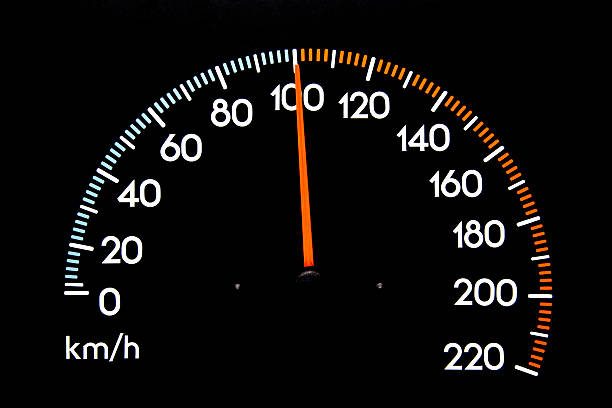 Speedometer 100 kmh stock photo