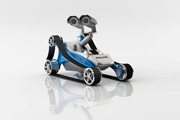 безопасности robot - blue security system security staff land vehicle стоковые фото и изображения