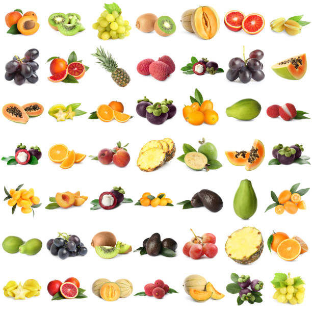 istock Collage of different fresh fruits on white background 1683076929
