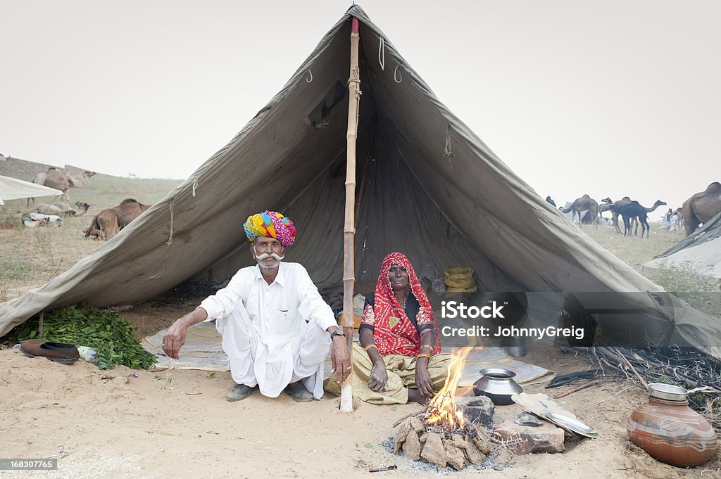 Tribal pareja India Senior-Feria de Pushkar - Foto de stock de Beduino libre de derechos