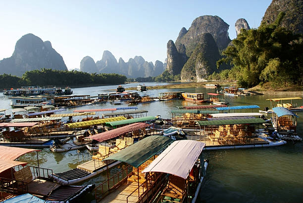 istock Bamboo raft in xingping village 168309871