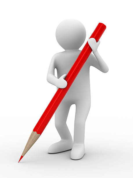 istock Man with pencil on white background. Isolated 3D image 168310108