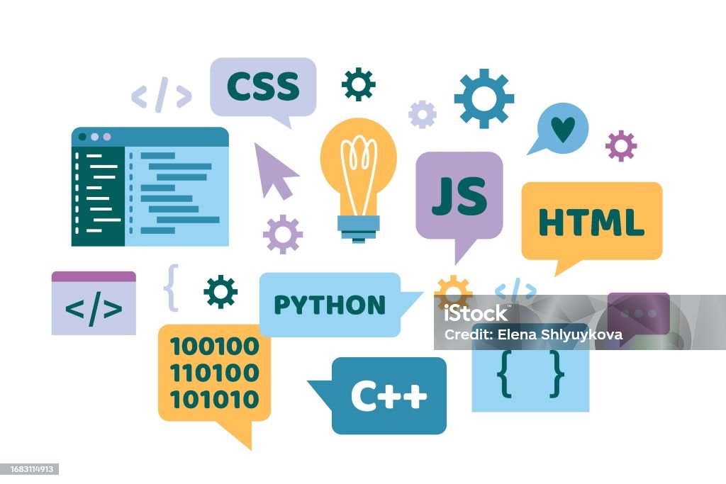 Concept Of Computer Programming Languages Or Developing Software Vector ...