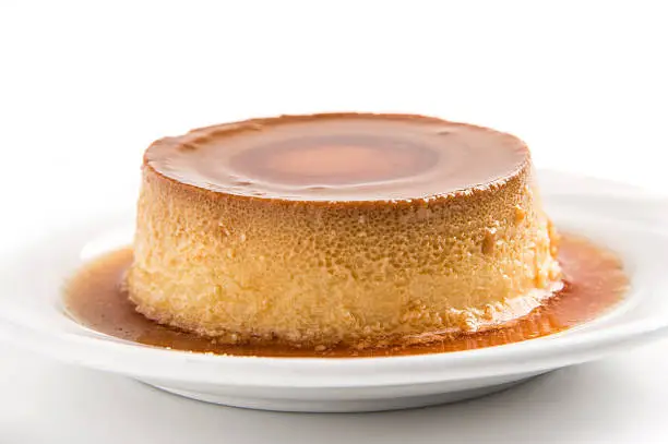 Flan Close up on white background