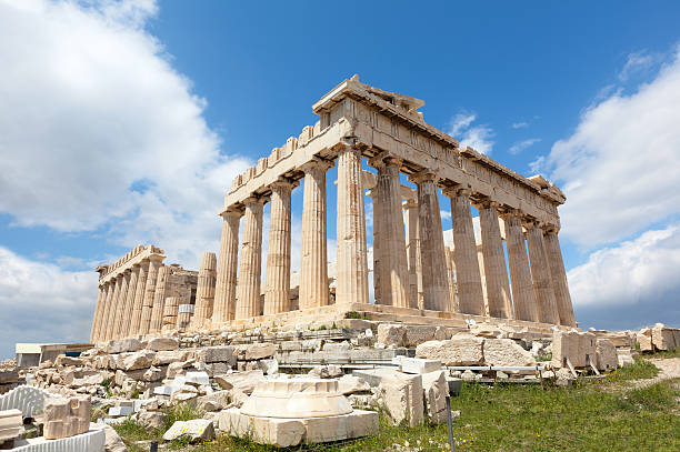 ギリシャます。パルテノン神殿、scaffolds ます。 - ギリシャ文化 写真 ストックフォトと画像