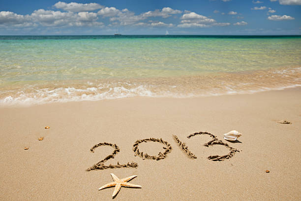 2013 - 2013 beach new years eve new years day stock-fotos und bilder