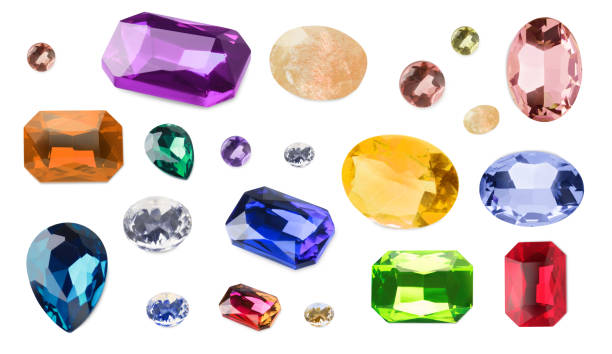 istock Set of beautiful gemstones on white background 1683138233