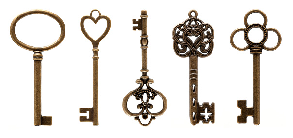 Old Keys (XXXLarge clipping path all) isolated on white background.