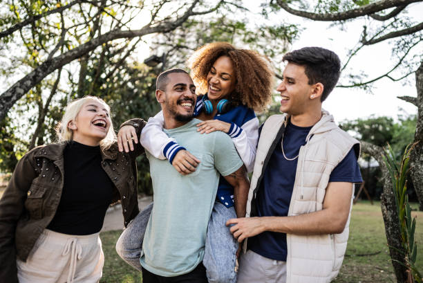istock Friends having fun on the public park 1683168488