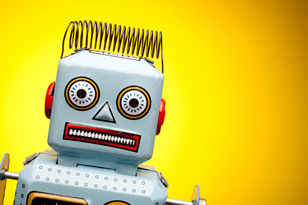 istock Retro tin toy robot portrait  - Humor Yellow 168324453