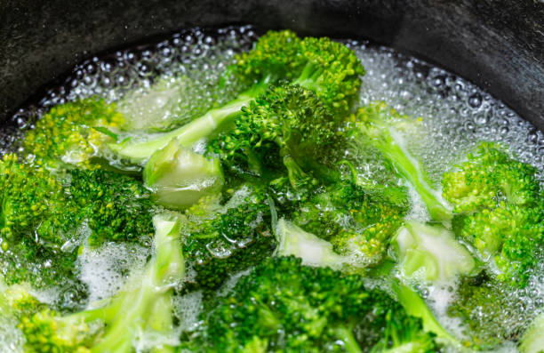 istock Green raw broccoli in boiling water. Preparing broccoli soup. 1683275062