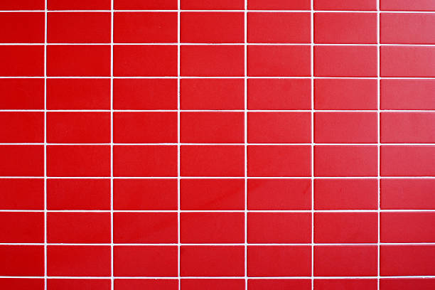 rote fliesen wand textur hintergrund - red tile stock-fotos und bilder
