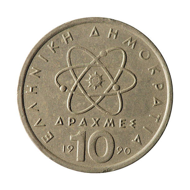 istock Coin macro isolated on white: 10 Greek Drachma 168329103