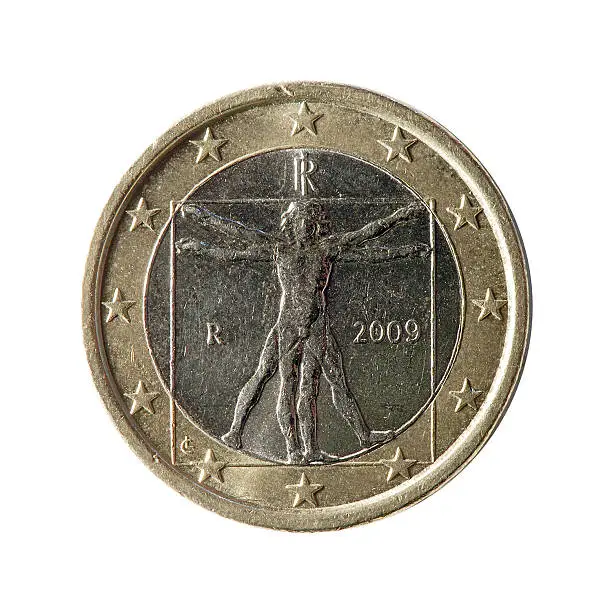 Photo of Coin macro isolated on white: 1 Euro