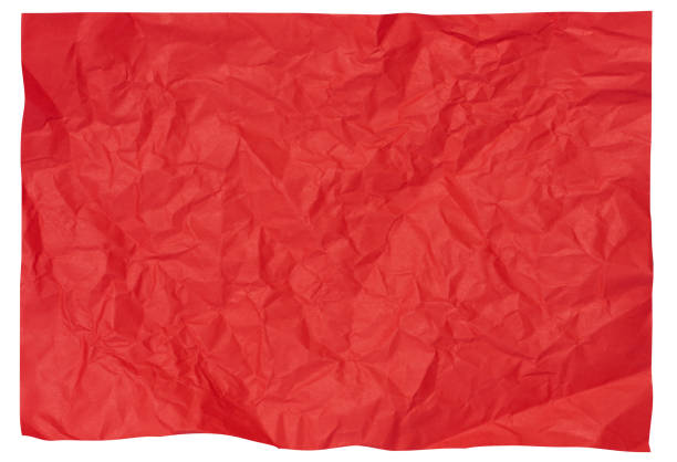 istock Rectangular crumpled sheet of red paper on a white isolated background 1683304789