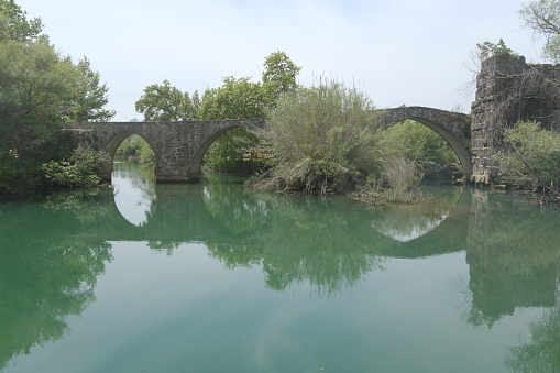 Historical stone bridge in rural areas of Antalya