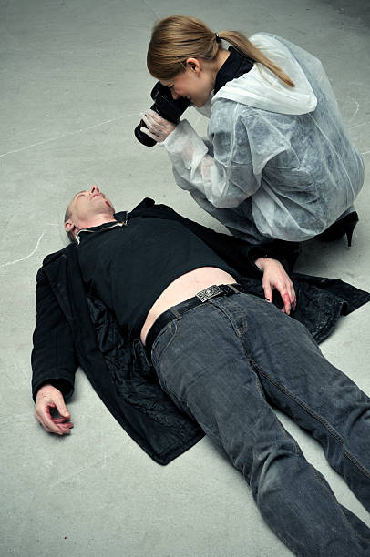 istock Forensic police photographing dead body 168335048