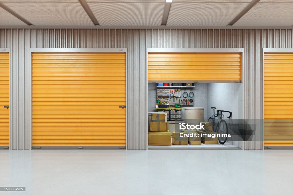Self-Storage Facility Interior with Tools - Royalty-free Depolama Bölmesi Stok görsel Self-Storage Facility Interior with Tools - Royalty-free Depolama Bölmesi Stok görsel