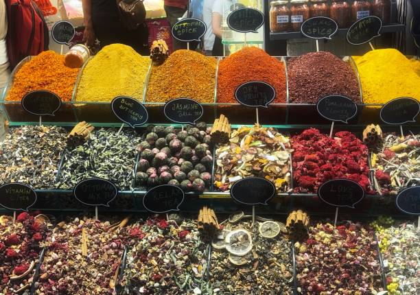 Tea & Spices Delights found at Grand Bazaar in Istanbul. tivoli bazaar stock pictures, royalty-free photos & images